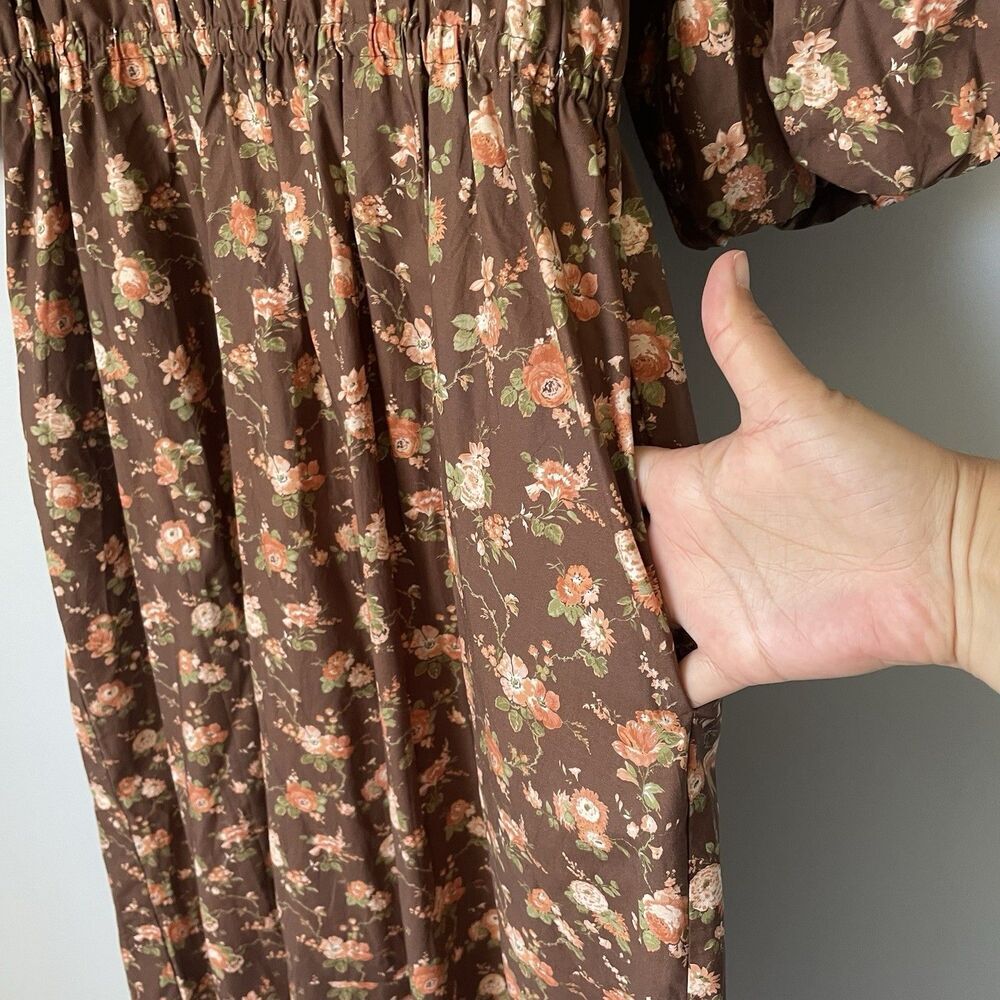 Tuckernuck Rosewood Chintz Marlena Floral Brown Boho Midi Dress Size Medium - Picture 9 of 11